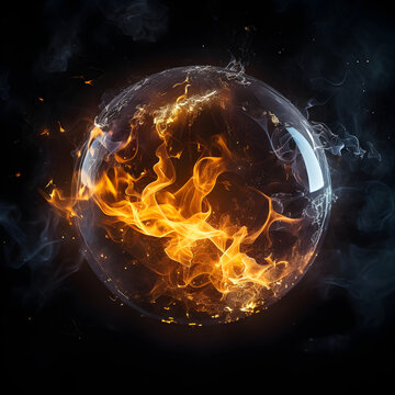 flaming glass orb