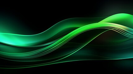 futuristic abstract black background with glowing green neon waves and Data transfer concept Fantastic wallpaper,, high speed technology concept