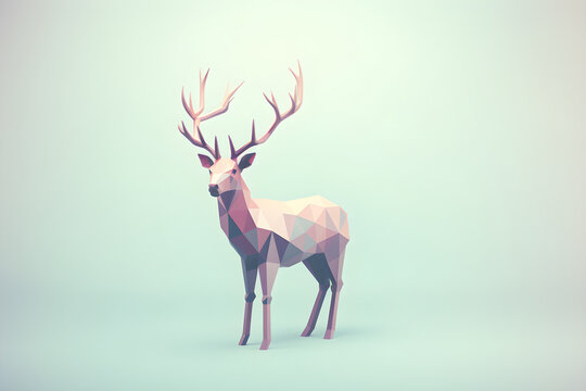 Low Poly Illustration of a reindeer - Geometric Art © sam