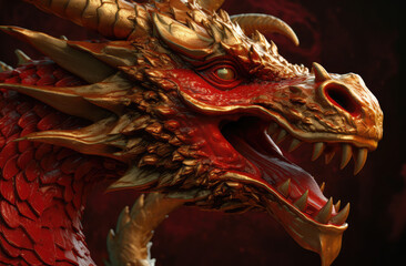 chinese dragon wallpaper art & design, in the style of aggressive digital illustration, generative AI