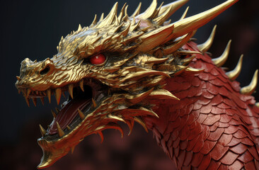 chinese dragon wallpaper art & design, in the style of aggressive digital illustration, generative AI