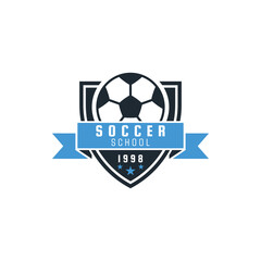 Football and soccer school vector logo template