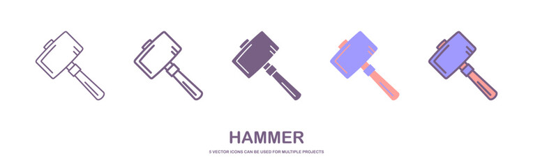 hammer icon illustration isolated vector sign symbol. vector illustration