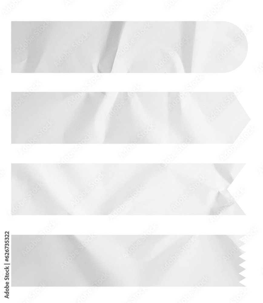 Aufkleber set of banner white paper crumpled sticky notes tags and labels isolated on white background.