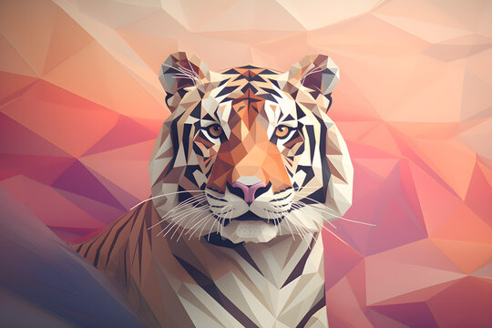Low Poly Illustration of a tiger - Geometric Art