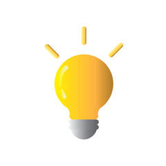 Minimal 3d cartoon style yellow light bulb icon. Idea, solution, business, strategy concept.