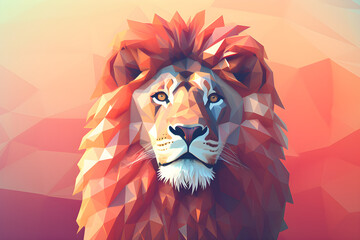 Low Poly Illustration of a lion - Geometric Art