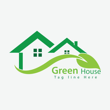 Vector green eco house logo concept