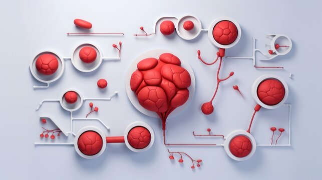 3D illustration of the human organ systems, Human internal organs. Anatomy. Nervous, circulatory, digestive, excretory, urinary,and bone systems. Medical education concept, Generative AI illustration