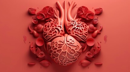 3D illustration of the human organ systems, Human internal organs. Anatomy. Nervous, circulatory, digestive, excretory, urinary,and bone systems. Medical education concept, Generative AI illustration