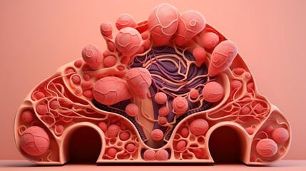 3D illustration of the human organ systems, Human internal organs. Anatomy. Nervous, circulatory, digestive, excretory, urinary,and bone systems. Medical education concept, Generative AI illustration