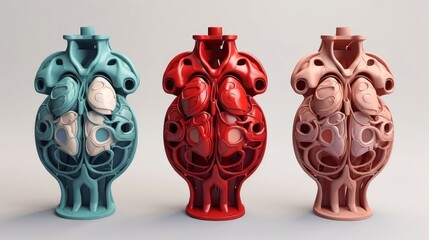 3D illustration of the human organ systems, Human internal organs. Anatomy. Nervous, circulatory, digestive, excretory, urinary,and bone systems. Medical education concept, Generative AI illustration