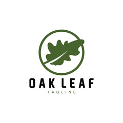 Oak Leaf Logo Design, Simple Green Plant Vector, Template Illustration