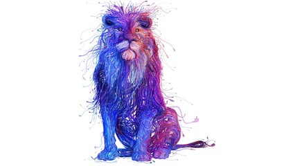 a lion made of colourful threads generated Ai