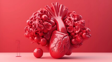 3D illustration of the human organ systems, Human internal organs. Anatomy. Nervous, circulatory, digestive, excretory, urinary,and bone systems. Medical education concept, Generative AI illustration