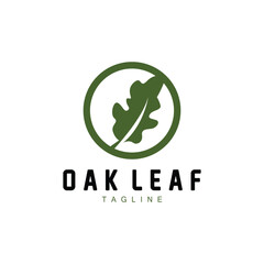 Oak Leaf Logo Design, Simple Green Plant Vector, Template Illustration