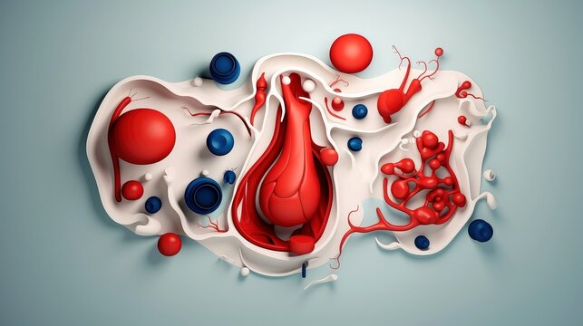 3D illustration of the human organ systems, Human internal organs. Anatomy. Nervous, circulatory, digestive, excretory, urinary,and bone systems. Medical education concept, Generative AI illustration