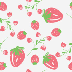 Strawberry seamless pattern. Vector illustration.