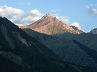 The view of the mountains in the morning