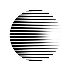 Vintage halftone style black striped lines circle geometric logo. Vector illustration.