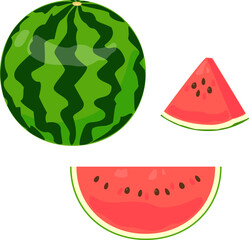 丸ごとのスイカと切ったスイカ