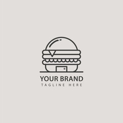 Fototapeta premium Burger House fast food logo design vector illustration. Creative combination concept between burger and house. Suitable for your Burger Business, Restaurant etc