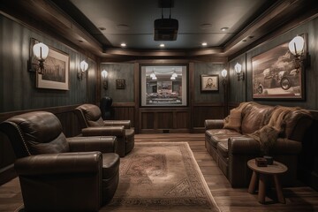 Mock up of chalkboard in kitchen interior. Panoramic background with kitchen utensils.. Generative AI