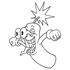 coloring illustration of cartoon crazy dynamite