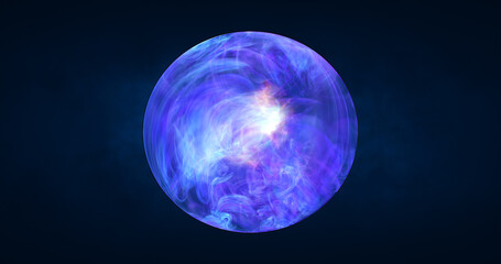 Abstract ball sphere planet iridescent energy transparent glass magic with energy waves in the core abstract background