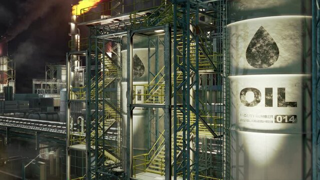 petrol refinery plant - industrial facility, fictive - loop video