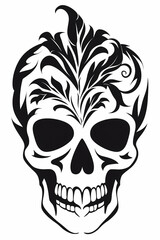 Black and white skull candy tattoo line. Generative ai.