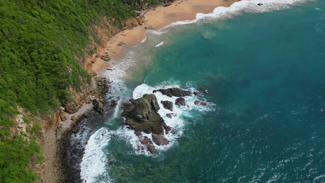 Aerial Perspectives of Punta Cometa's Coastal Wonders, Oaxaca