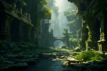 forest ruins environment concept art illustration