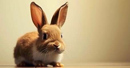 Obraz premium Cute bunny rabbit on floor.