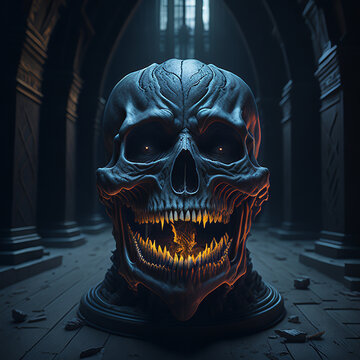 halloween skull with a skull HD 8K wallpaper Stock Photographic Image