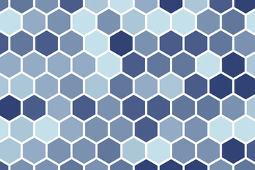 Blue shade hexagon structure seamless pattern. Hexagonal honeycomb background. Vector illustration.