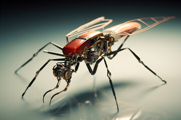futuristic winged insect drone robot concept - obrazy, fototapety, plakaty