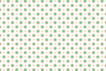 Colorful polka dot seamless pattern. Polka dotted red and teal circles geometric background. Vector illustration.