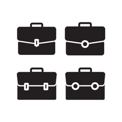 Vector black briefcase icons set, Flat vector sign isolated on white background. Simple vector illustration for graphic and web design.