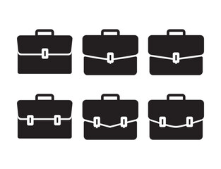 Black briefcase icon set. briefcase isolated vector office and business symbol. Flat vector sign isolated on white background. 