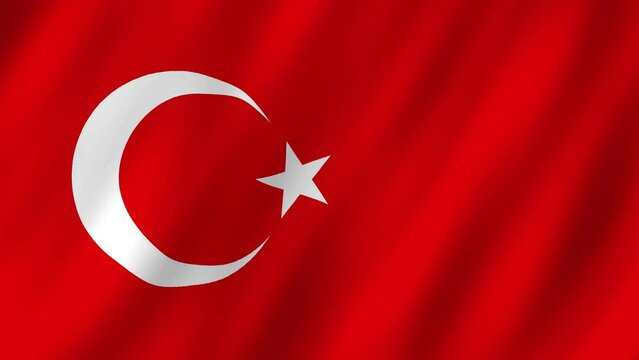 Flag of the Turkey waving animation. looping National Turkey flag animation background 4k