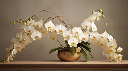 Unusual flower arrangements on a beautiful background with unusual light