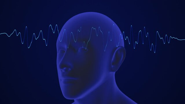 3D illustration Animation of the human brain's thought waves