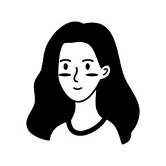 Cute beautiful smile women doodle icon flat vector design