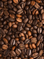 Obraz premium Coffee beans, coffee seeds textured background.