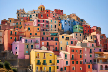 colourful houses on island city hillside