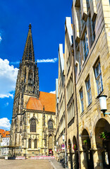 St Lambert Church in Muenster, North Rhine-Westphalia, Germany - obrazy, fototapety, plakaty