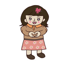 little girl with heart