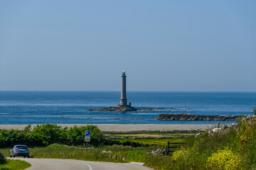 Auderville, Goury, Cap de la Hague, Küste, Leuchtturm, Normandie, Meer, Küstenwanderung, Wanderweg, Felsen, Felder, Landwirtschaft, Sommer, Frühling, Frankreich