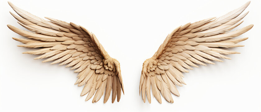 Naklejka Wooden wings isolated on white background